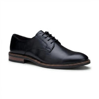Tanner - Chaussures Derby à lacets en cuir noir pour homme, bout uni