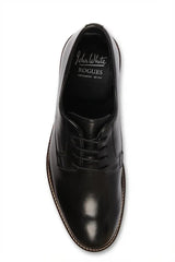 Tanner - Chaussures Derby à lacets en cuir noir pour homme, bout uni