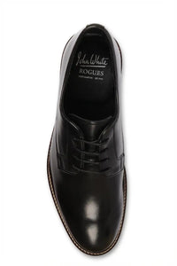 Tanner - Chaussures Derby à lacets en cuir noir pour homme, bout uni