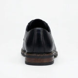 Tanner - Chaussures Derby à lacets en cuir noir pour homme, bout uni