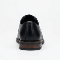 Tanner - Chaussures Derby à lacets en cuir noir pour homme, bout uni