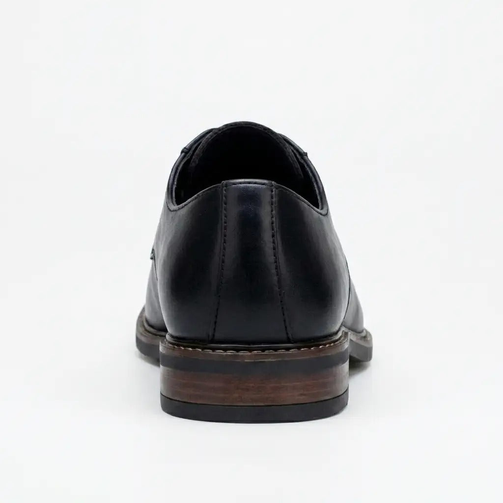 Tanner - Chaussures Derby à lacets en cuir noir pour homme, bout uni