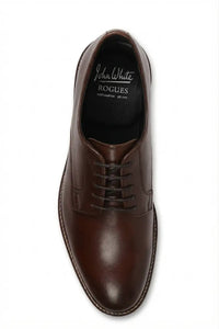Tanner - Chaussures Derby à lacets en cuir marron pour homme, bout uni
