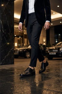 Taylor - Chaussures Derby classiques à lacets en cuir noir pour homme