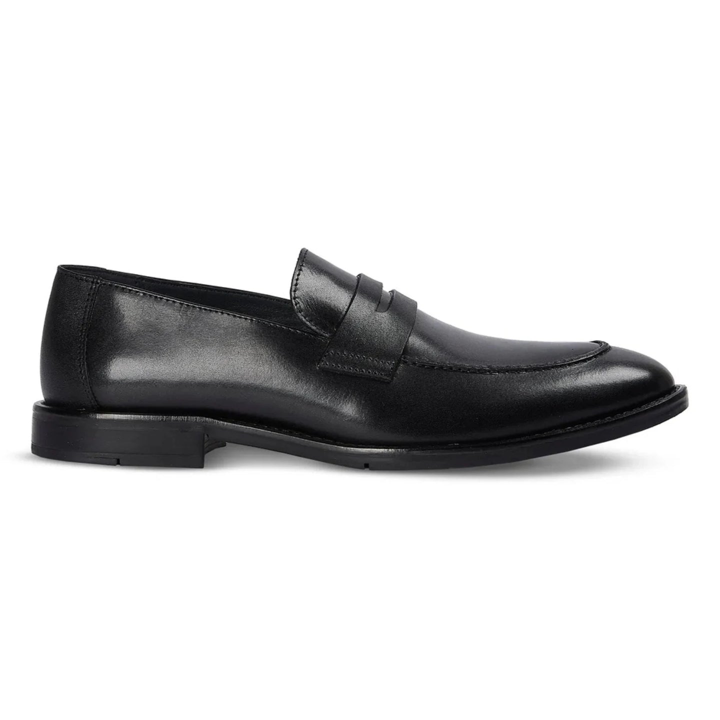 Mocassins penny classiques noirs pour hommes Ted, en cuir à bout rond