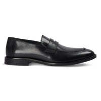 Mocassins penny classiques noirs pour hommes Ted, en cuir à bout rond