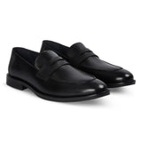 Mocassins penny classiques noirs pour hommes Ted, en cuir à bout rond