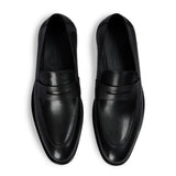 Mocassins penny classiques noirs pour hommes Ted, en cuir à bout rond
