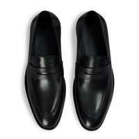 Mocassins penny classiques noirs pour hommes Ted, en cuir à bout rond