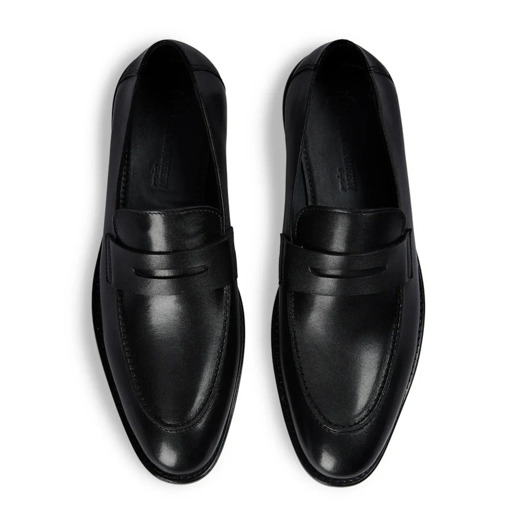 Mocassins penny classiques noirs pour hommes Ted, en cuir à bout rond