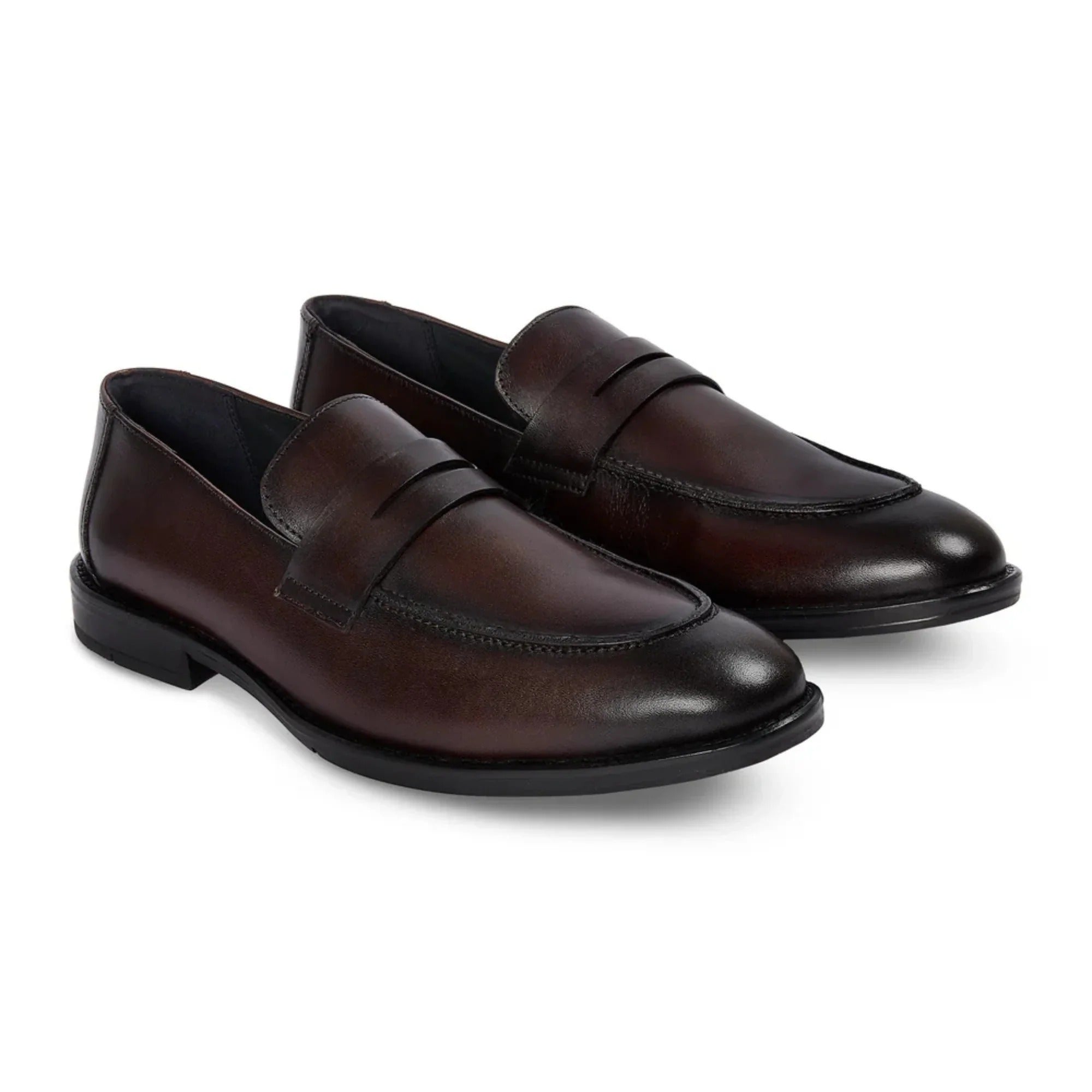 Mocassins penny classiques en cuir marron pour hommes Ted