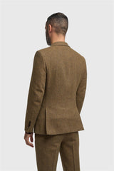 Thomas - Blazer classique en tweed à chevrons marron pour homme