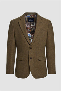 Thomas - Blazer classique en tweed à chevrons marron pour homme