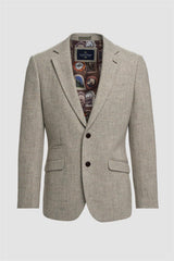 Thomas - Blazer classique en tweed à chevrons gris pour homme