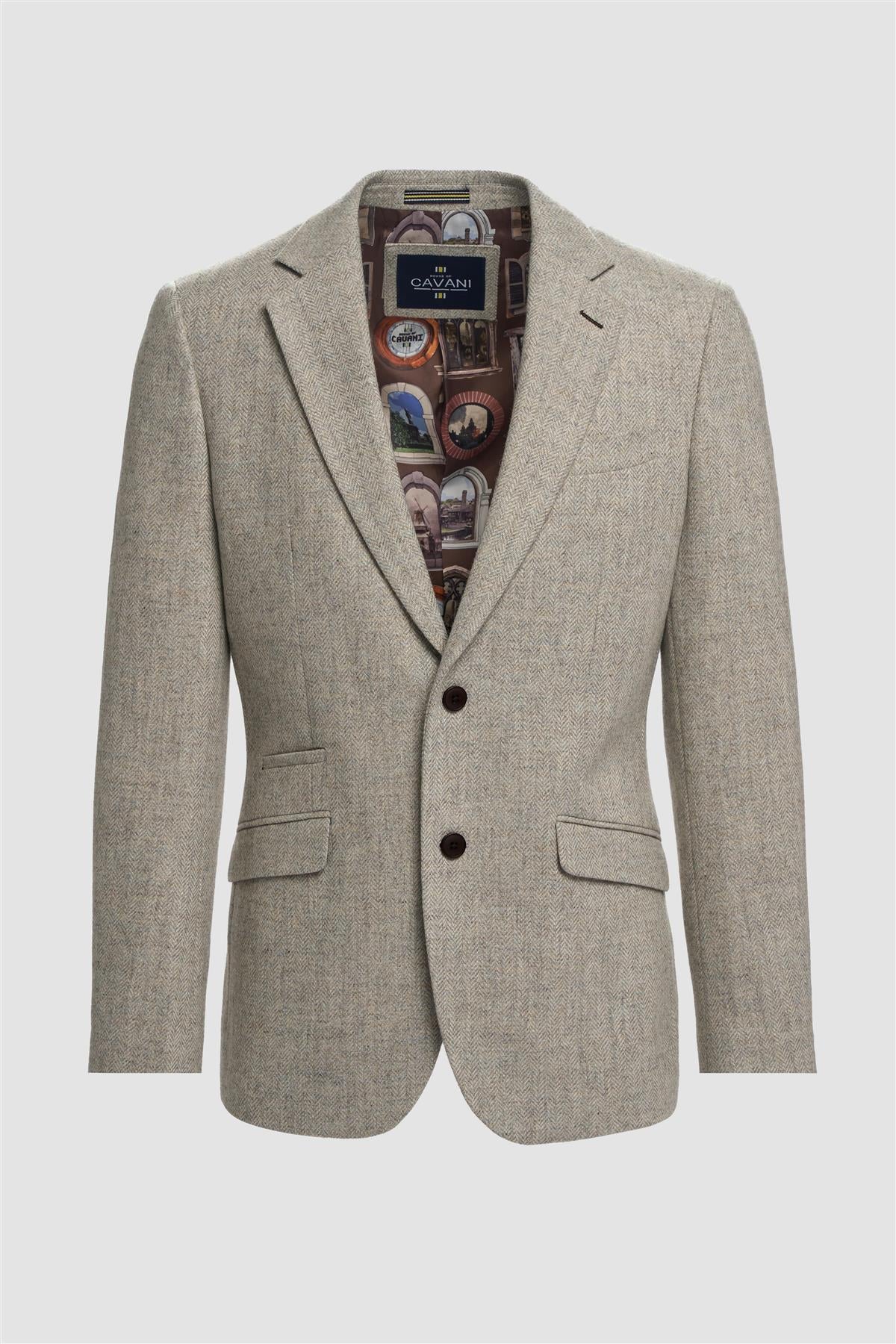 Thomas - Blazer classique en tweed à chevrons gris pour homme