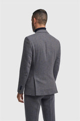 Thomas - Blazer classique en tweed à chevrons bleu marine pour homme