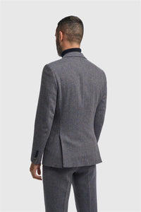 Thomas - Blazer classique en tweed à chevrons bleu marine pour homme