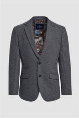 Thomas - Blazer classique en tweed à chevrons bleu marine pour homme