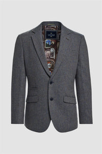 Thomas - Blazer classique en tweed à chevrons bleu marine pour homme
