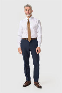 Pantalon Thomas pour homme en tweed à chevrons mélangé laine marine