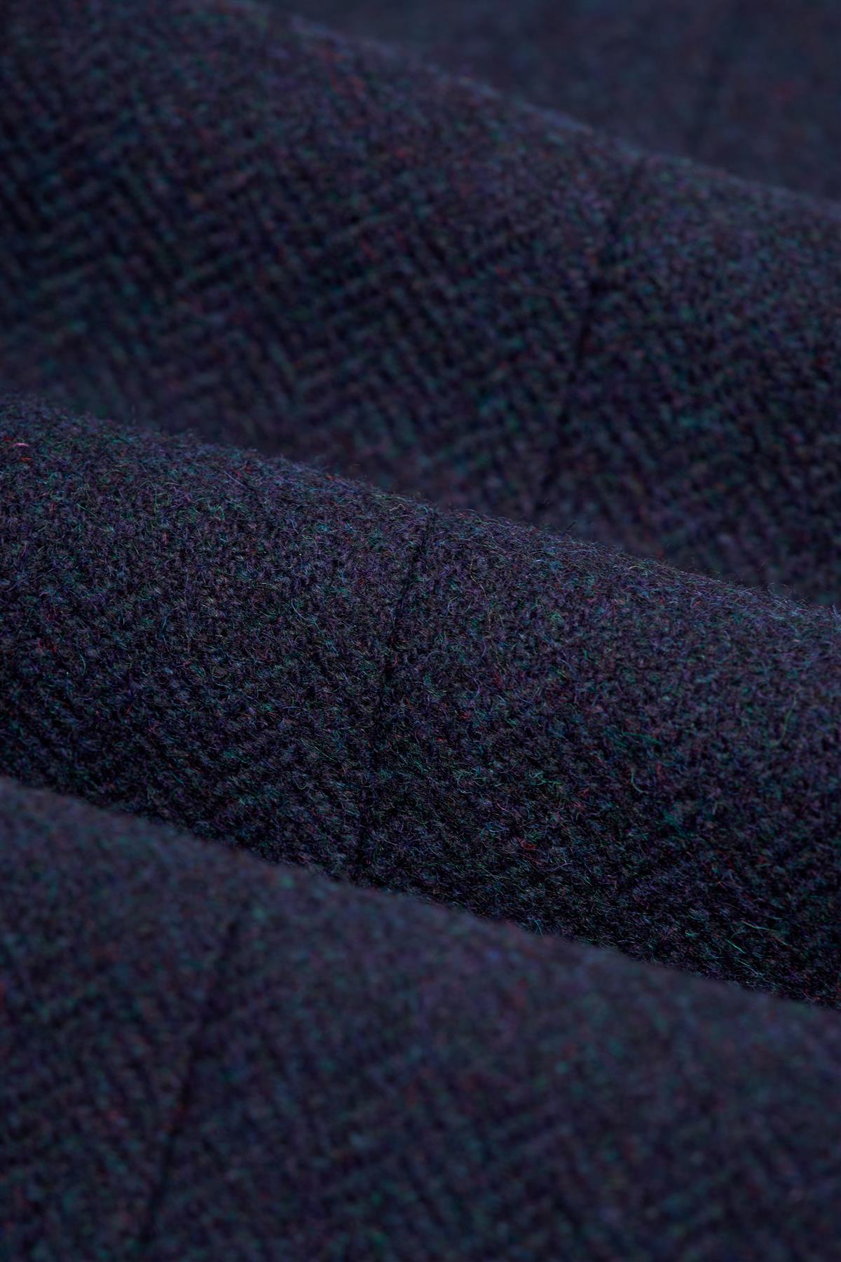 Pantalon Thomas pour homme en tweed à chevrons mélangé laine marine