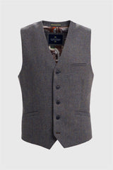 Thomas - Gilet en tweed à chevrons bleu marine pour homme