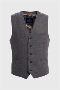Thomas - Gilet en tweed à chevrons bleu marine pour homme