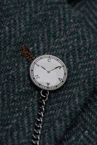 Thomas - Blazer classique en tweed à chevrons vert olive pour homme