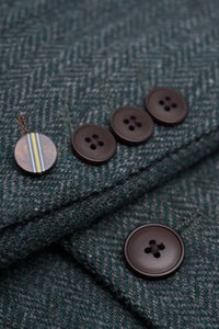 Thomas - Blazer classique en tweed à chevrons vert olive pour homme