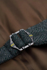 Thomas - Gilet pour homme en tweed à chevrons mélangé laine olive