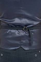 Torino - Gilet croisé à carreaux marine pour homme