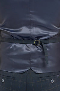 Torino - Gilet croisé à carreaux marine pour homme