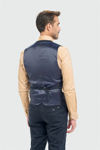 Torino - Gilet croisé à carreaux marine pour homme