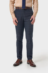 Pantalon habillé à carreaux marine pour homme Torino
