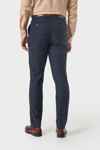 Pantalon habillé à carreaux marine pour homme Torino