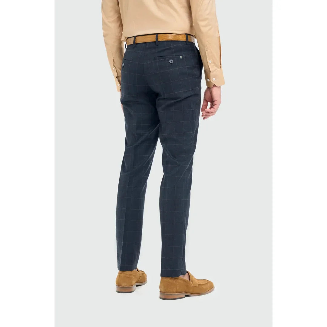 Pantalon habillé à carreaux marine pour homme Torino