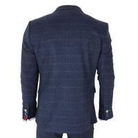 TP-32 - Costume trois pièces en tweed bleu marine style Gatsby pour homme