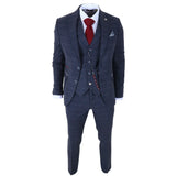TP-32 - Costume trois pièces en tweed bleu marine style Gatsby pour homme