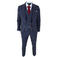 TP-32 - Costume trois pièces en tweed bleu marine style Gatsby pour homme