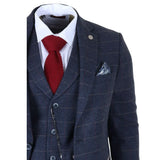 TP-32 - Costume trois pièces en tweed bleu marine style Gatsby pour homme