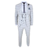 TP-33 - Costume trois pièces pour homme, coupe ajustée, à carreaux gris