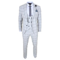 TP-33 - Costume trois pièces pour homme, coupe ajustée, à carreaux gris
