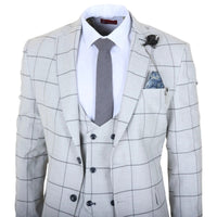 TP-33 - Costume trois pièces pour homme, coupe ajustée, à carreaux gris