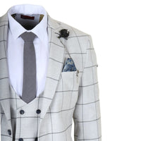 TP-33 - Costume trois pièces pour homme, coupe ajustée, à carreaux gris