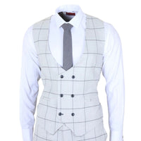 TP-33 - Costume trois pièces pour homme, coupe ajustée, à carreaux gris