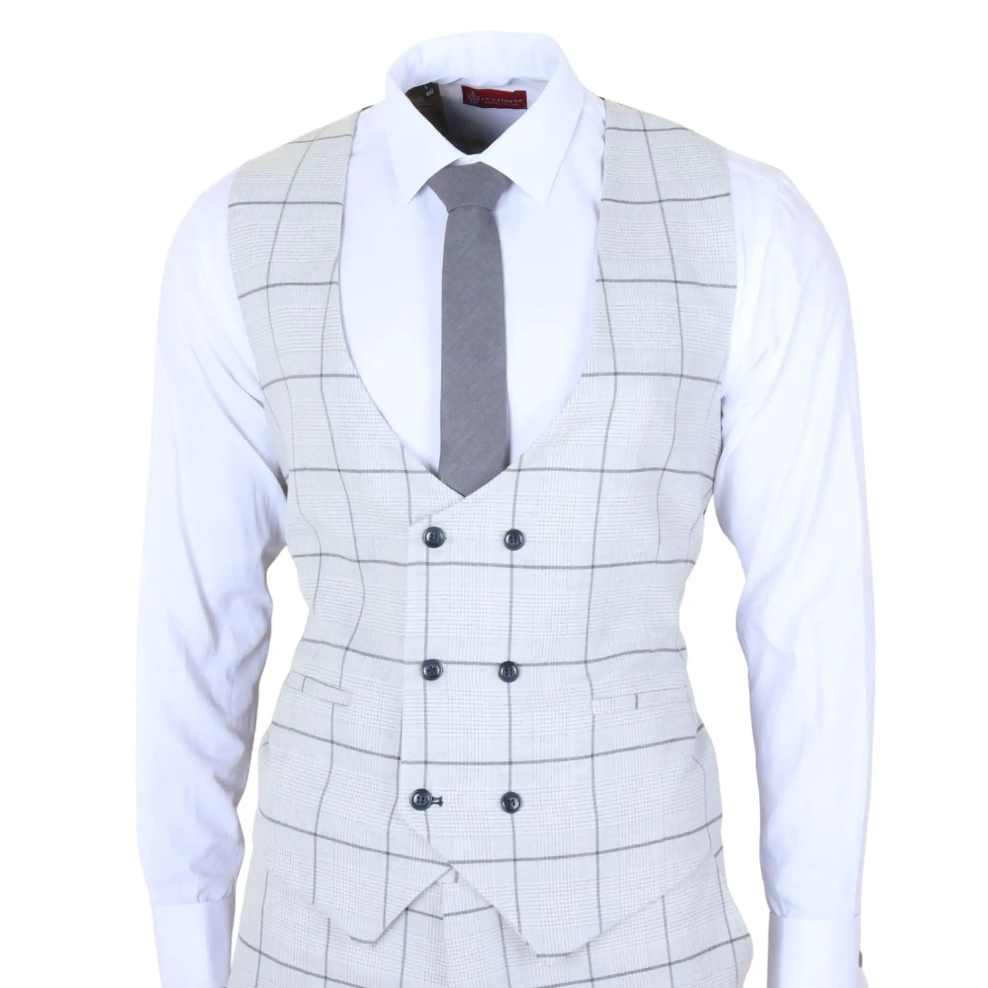 TP-33 - Costume trois pièces pour homme, coupe ajustée, à carreaux gris