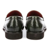 Mocassins Tristian pour homme en cuir vert à chevrons et tweed