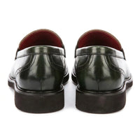 Mocassins Tristian pour homme en cuir vert à chevrons et tweed