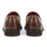 Mocassins Tristian pour homme en cuir fauve et tweed à chevrons