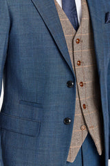 Costume de la marine Viceroy avec gilet contrastant en tweed Harris Brown